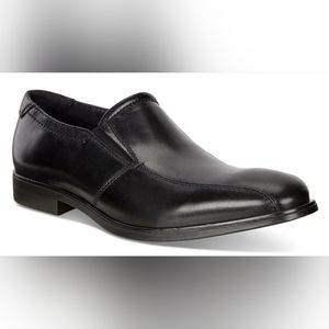 Men's ECCO Melbourne Bike Slip On Leather Shoes Black 621654 01001 Size 10- 10.5